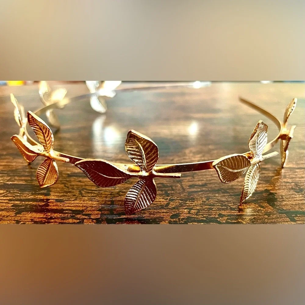 NWOT Gold Laurel Leaf Headband Crown Grecian Goddess Festival Bridal Boho Tiara - Picture 5 of 9